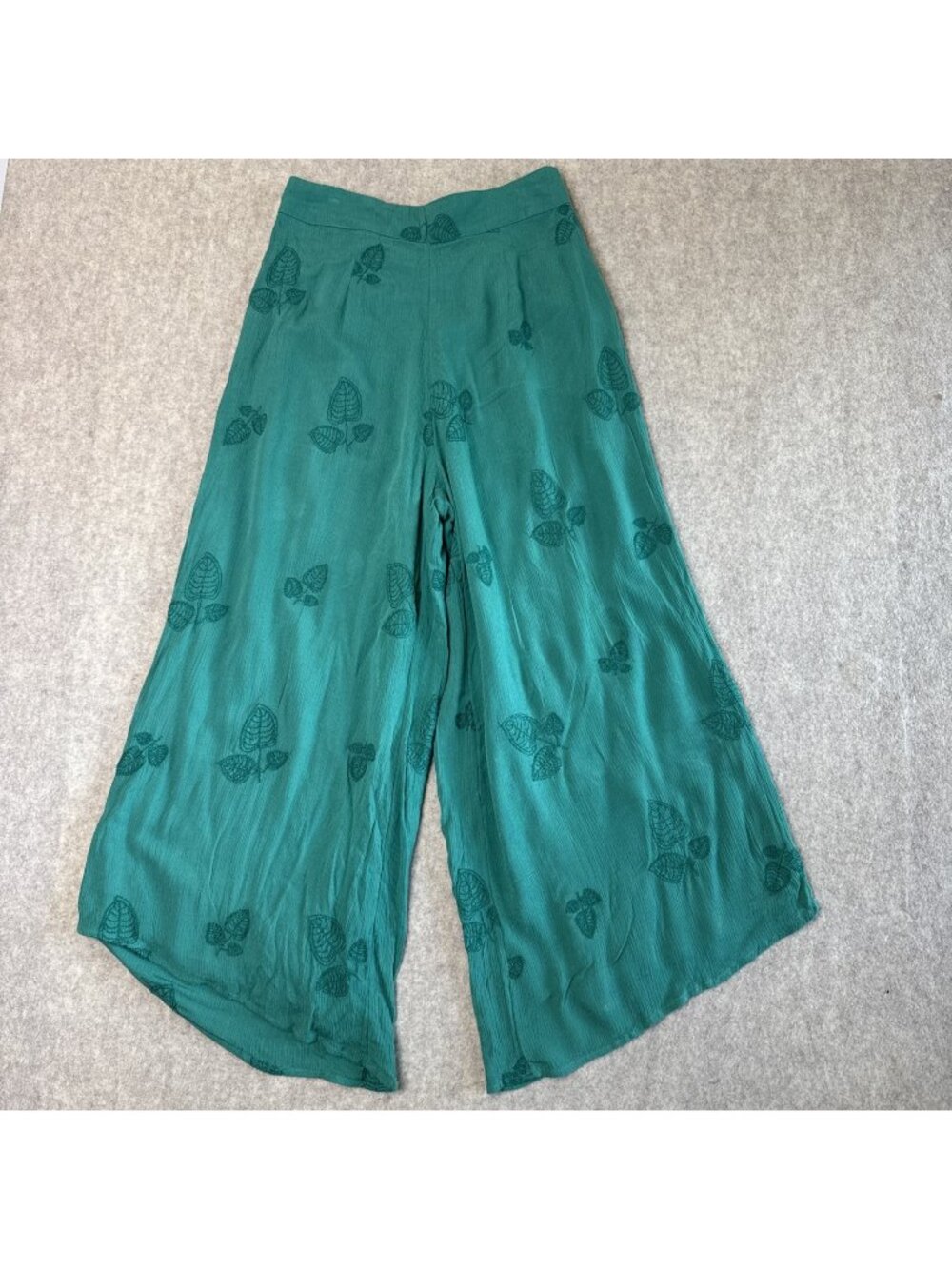 Sage The Label Wide Leg Palazzo Pants Womens S Teal Green Embroidered Boho NWT